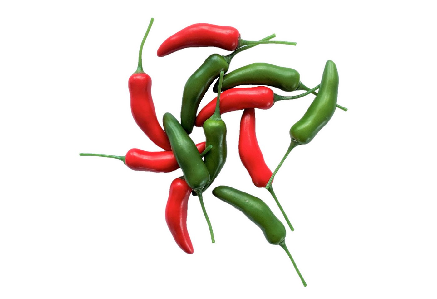 Kunstpflanze Künstliche CHILISCHOTEN 6cm. 12 Stück. ROT/GRÜN MIX, naninoa GmbH von naninoa GmbH
