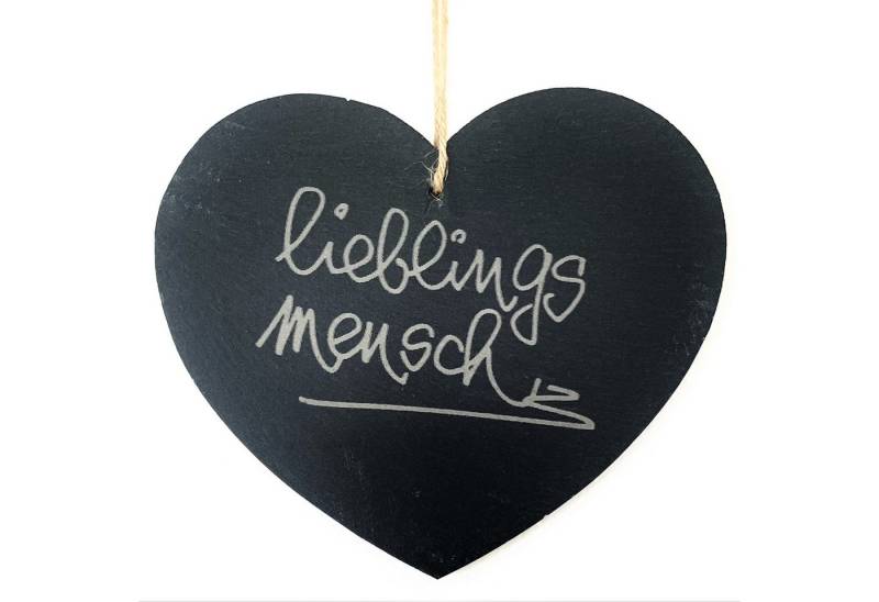 naninoa GmbH Hängedekoration SCHIEFER-HERZ Hänger "Lieblingsmensch" 20x17cm. Kanten GESCHNITTEN. von naninoa GmbH