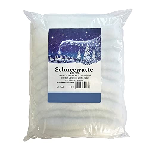 SCHNEE-WATTE, Dekoschnee, Kunstschnee, Schnee, Basteln, Bastelwatte, Bastelmaterial, weiß ZICK-ZACK 100g von naninoa