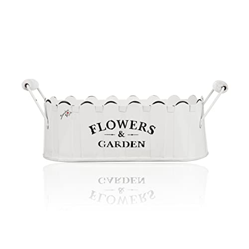 naninoa Flowers & Garden Blumen und Garten, Jardiniere, Blumentopf, Blumenkasten mit Griffen 26cm weiß von naninoa