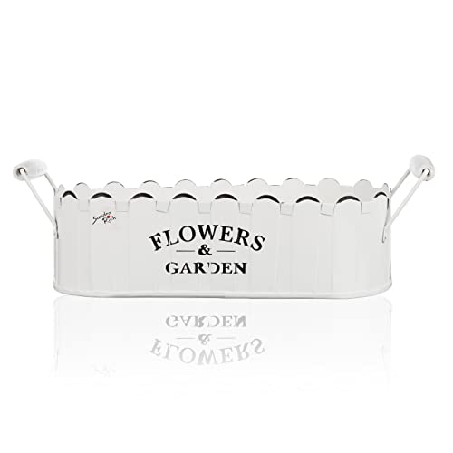 naninoa Flowers & Garden Blumen und Garten, Jardiniere, Blumentopf, Blumenkasten mit Griffen 32cm weiß von naninoa