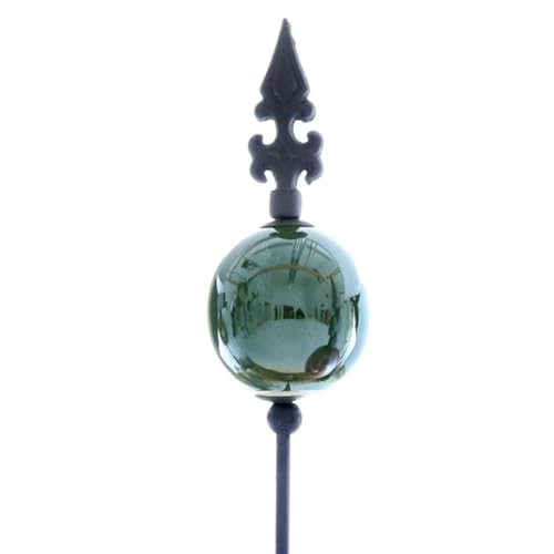 naninoa Metall Stecker französische Lilie. Gartenstecker mit Keramik-Kugel. Gartendeko Gartenverzierung. GRÜN 110 cm. von naninoa