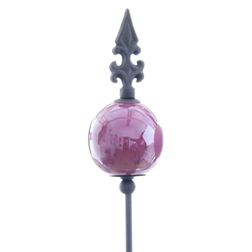 naninoa Metall Stecker französische Lilie. Gartenstecker mit Keramik-Kugel. Gartendeko Gartenverzierung. Violet LILA 110 cm. von naninoa