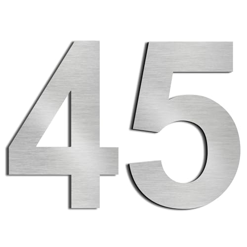 nanlyiau 2pc 3in/7.5cm selbstklebende hausnummern briefkasten hausnummer Edelstahl aus massivem SUS304(3in number 45) von nanlyiau
