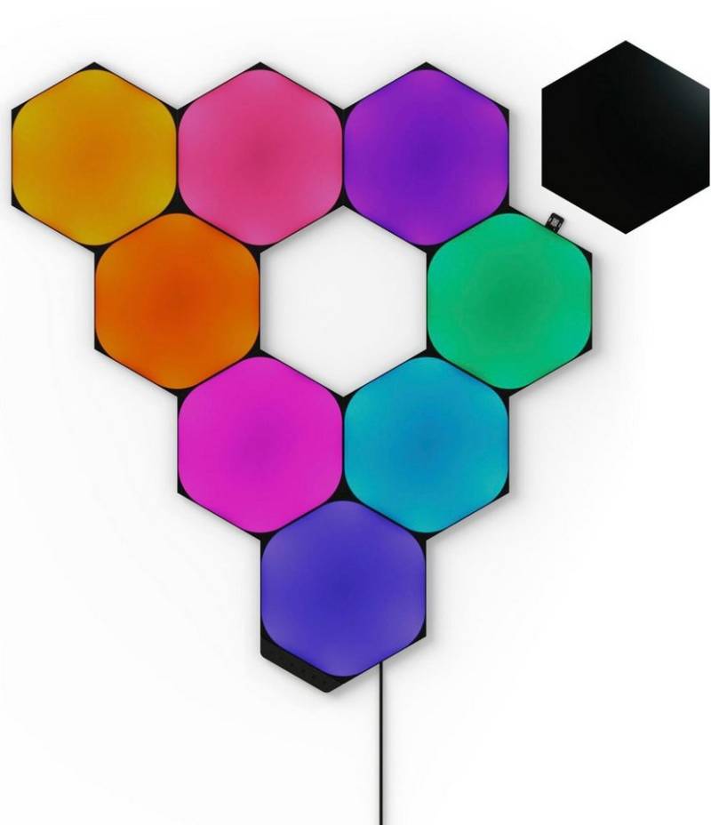 nanoleaf LED Dekolicht Nanoleaf Shapes Ultra Black Hexagons Starter Kit - 9PK, LED fest integriert, Starter Kit - 9 PK, Modulares Stecksystem, Smarte Technologie von nanoleaf