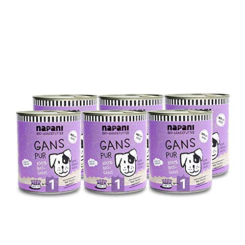 napani - Bio Hundefutter, 100% Bio Gans, Premium Hundefutter nass, glutenfrei, getreidefrei, ohne Zusätze, regional & schonend dampfgegart, 6 x 800g napani - Bio Hundefutter, 100% Bio Gans, Premium Hundefutter nass, glutenfrei, getreidefrei, ohne Zusätze, regional & schonend dampfgegart, 6 x 800g von napani