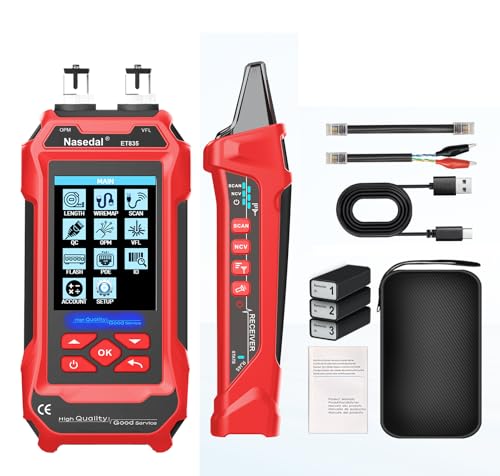 Network Cable Tester Wire Tracker Tone Generator Ethernet Tester Multimeter VFL 3-in-1 RJ45 CAT5 CAT6 CAT7 CAT8 RJ11 Tone BNC Tester PoE Test Cable Length (ET835) von nasedal