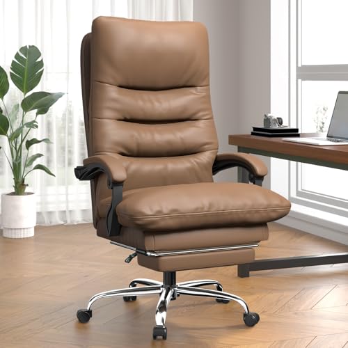 Naspaluro Ergonomischer Bürostuhl mit Fußstütze, Schreibtischstuhl mit Doppellagigem Kissen, Hoher Rückenlehne, Chefsessel mit Liegefunktion, Höhenverstellbar, PU-Leder Computerstuhl Bis 150 kg, Braun Naspaluro Ergonomischer Bürostuhl mit Fußstütze, Schreibtischstuhl mit Doppellagigem Kissen, Hoher Rückenlehne, Chefsessel mit Liegefunktion, Höhenverstellbar, PU-Leder Computerstuhl Bis 150 kg, Braun von naspaluro