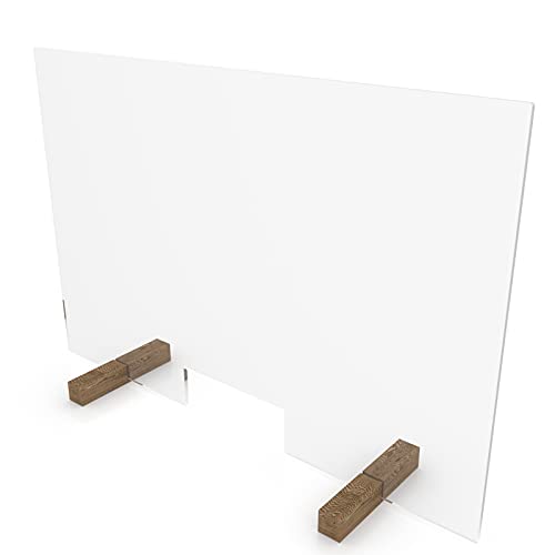 nattmann PLEXIGLAS® Spuckschutz NATURE mit Durchreiche Trennwand Thekenaufsatz (100x60cm (BxH), Standfüße: PLEXIGLAS® klar) von nattmann