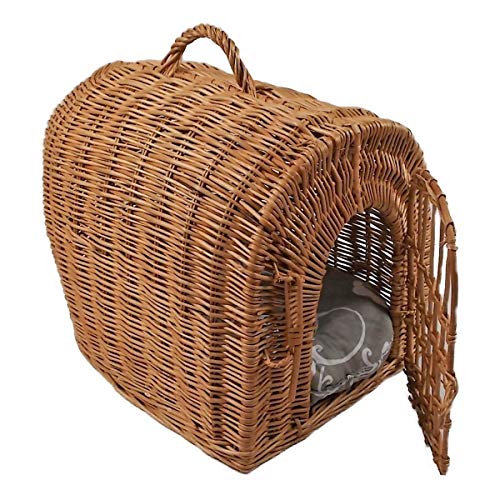 Transportkorb aus Weide mit Kissen 45x35x45 cm Käfig für Katze Hund von natuleo by pokuc