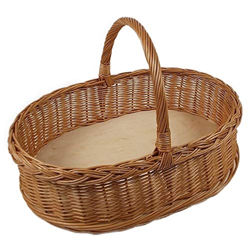 Weidentablett mit Henkel Braun Oval ca. 52x40x35 cm von natuleo by pokuc