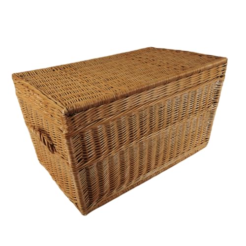 natuleo by pokuc Truhe aus Weide braun Länge: 50 cm/mit Griffen 60 cm, Breite: 35 cm, Höhe: 35 cm Korbtruhe Weidenkorb Weidentruhe Spielzeugbox Koffer Wäschetruhe (50) von natuleo by pokuc