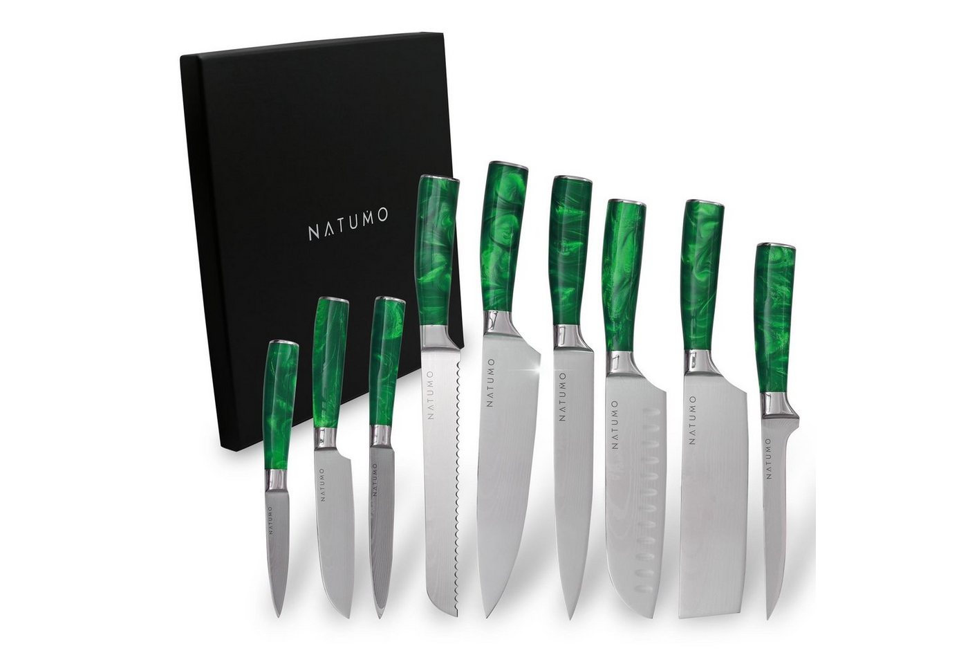 natumo Allzweckmesser NATUMO Küchenmesser Set 9-teilig. HRC 56+ scharfes Messerset Profi in von natumo
