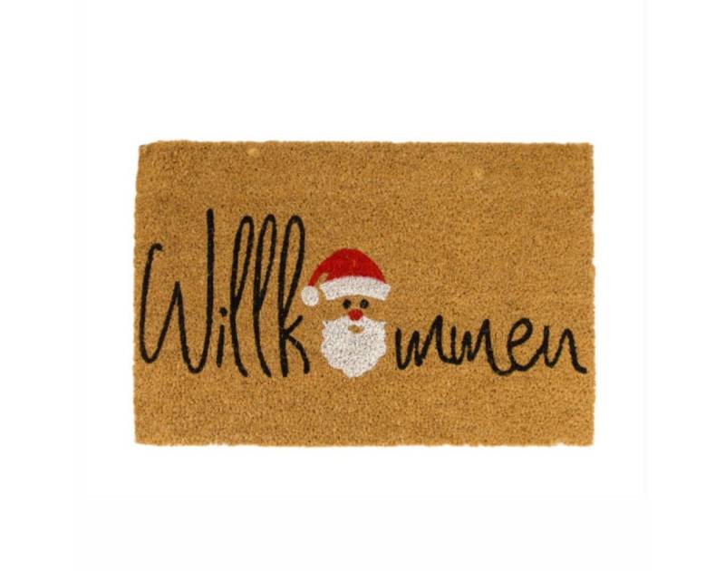 naturalplace Fußmatte Willkommen / Weihnachten, 58 x 38 x 1,5cm, natur-rot, rechteckig, Höhe: 15 mm von naturalplace