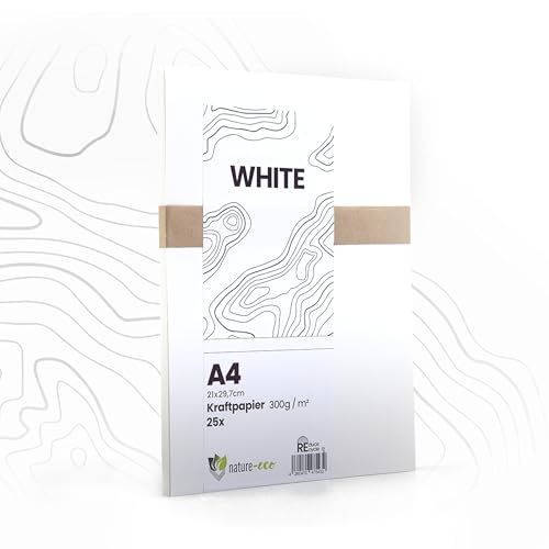nature-eco 25 Blatt dicker weißer, einseitig glatter Karton DIN A4 extra dick 300 g/m² als Bastelkarton oder Kreativkarton Papier Pappe oder stabiler Postkartenkarton zum basteln nature-eco 25 Blatt dicker weißer, einseitig glatter Karton DIN A4 extra dick 300 g/m² als Bastelkarton oder Kreativkarton Papier Pappe oder stabiler Postkartenkarton zum basteln von nature-eco