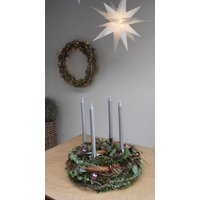 Vorbestellung Adventskranz Mit 4 Stabkerzen Grau Mooskranz Blüten Zapfen Eukalyptus 35 40 45 50 cm Pur Als Türkranz Nutzbar von naturelive2024