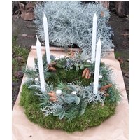 Vorbestellung Adventskranz Mit 4 Stabkerzen Winterdeko Weiß Silber Grau Kronleuchter 60 cm Metall Schwarz Dekoriert Oder Pur von naturelive2024