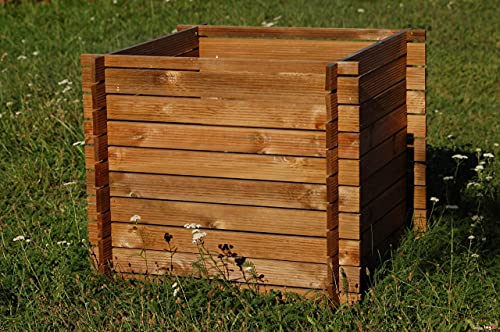 naturholz-shop Stabiler Holzkomposter Komposter Kompostbehälter imprägniert Hochbeet 85 x 85 x75cm von naturholz-shop