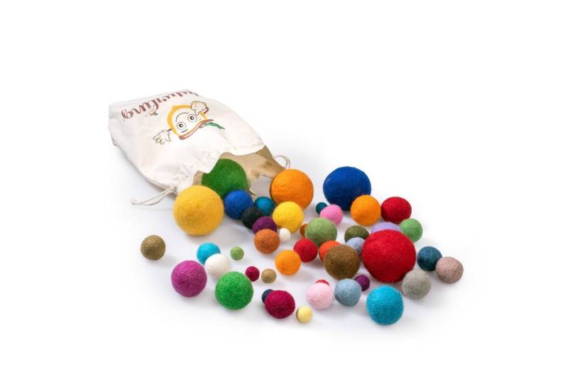 naturling Bastelperlen bunte Filzkugeln Pompons in verschiedenen Farben & Größen, 45 Kugeln verschiedener Größen von naturling