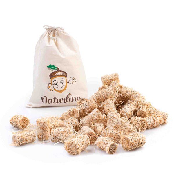 naturling Holzwolle Anzünder gewachst 5kg - ca. 400 Anzünder - mit Vorratsbeutel von naturling