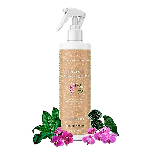 naukua 500ml Bio Orchideendünger - Revitalisierend und Verlängert die Blütezeit der Orchidee - 100% Natürlicher, ungiftiger FlüssigDünger & Wachstumsförderer - Innen & Außen - Gebrauchsfertiges Spray von naukua