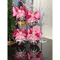 Christbaumkugel, Tannenbaum, Samtbezug, Strasskugel, Weihnachtsdekoration, Rosa Kugel, Weihnachtsgeschenk, Geschenk Für Sie von navical