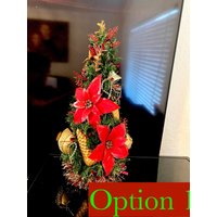 Mini Weihnachtsbaum, Rot Und Gold Kleiner Künstlicher Baum, Weihnachtsstern Weihnachtszimmerdekor, Raumdekoration in Rot von navical