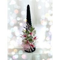 Moderner Weihnachtsbaum, Minibaum, Samt Bedeckter Baum, Weihnachtsdekoration, Raumdekor, Grüner Baum Mit Orchideenblüten, Wunderschöne Ornamente von navical