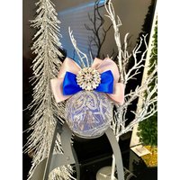 Weiße Pailletten Stoffhülle Weihnachtskugel, Weihnachtsdekoration, Weihnachtsgeschenk, Dekoration, Silber Und Blau Ornament von navical