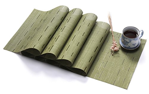 nawaish rutschfeste umweltfreundliche rechteckige Tischläufer aus PVC und Vinyl gewebte Wärmedämmung mit westliche Stil (Grüne, 30 x 135 cm) von nawaish