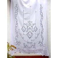 Handgefertigter Cutwork Vorhang Handgefertigte Fenstergardine Aus Baumwolle von naxosart