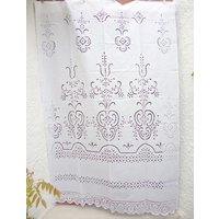 Handgemachter Weißer Cutwork Vorhang Cottage Chic Fensterdekoration Aus Baumwolle von naxosart