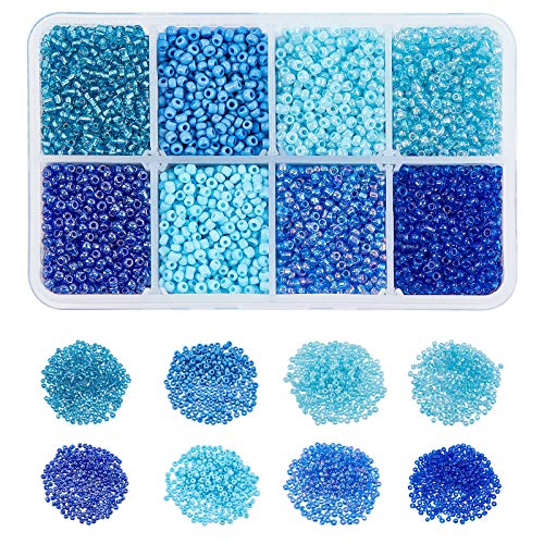 nbeads 1, 12500pcs 12/0, Ceylon-Glas, runde Perlen, lose Perlen für Schmuckherstellung, blau von nbeads