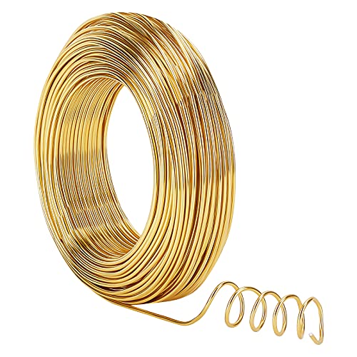 nbeads 1 Rolle 55 m 2 mm Aluminiumdraht, 12 Gauge Gold Aluminium Basteldraht Schmuck Modellierdraht für Schmuckherstellung Handwerk Modellieren Armaturen Skulpturen von nbeads