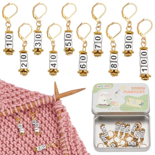 NBEADS 10 Stk. Nummer 10-100 Acrylperlen Maschenmarkierer, Quadratische Nummer Perle häkeln Stich Marker mit Rückholschlaufe Stricken Häkeln zur Markierung von Richtungsvorgaben, Golden NBEADS 10 Stk. Nummer 10-100 Acrylperlen Maschenmarkierer, Quadratische Nummer Perle häkeln Stich Marker mit Rückholschlaufe Stricken Häkeln zur Markierung von Richtungsvorgaben, Golden von nbeads