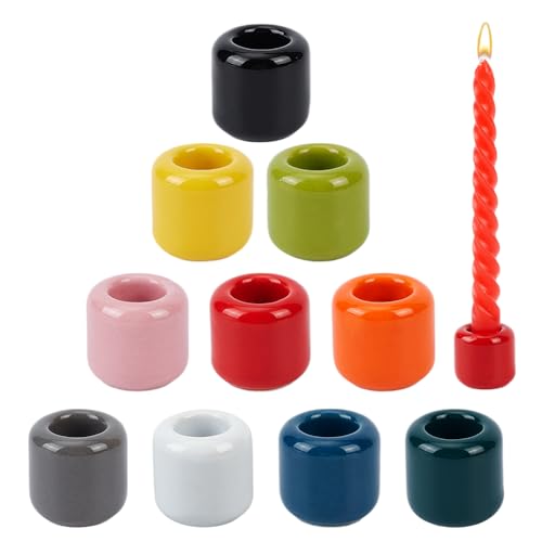 NBEADS 10 Stück Keramik Kerzenständer Set, 10 Farben Keramik Chime Kerzenständer Handgemachte Kerzenständer für Home Decor Dinning Wedding Party, Innendurchmesser: 17.5mm von nbeads