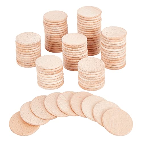 nbeads 100 Stück Buche Holz Runde Stücke, 30.5 mm Unvollendete Holzkreise Runde Scheiben Holzausschnitte Ornamente Für DIY Handwerk Malerei Hochzeit Und Heimtextilien, 3.5 mm dick von nbeads