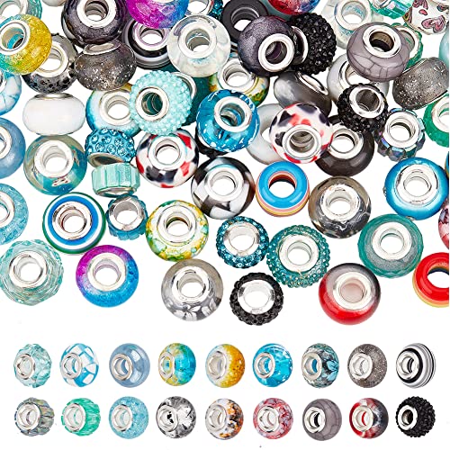 nbeads 108 Stück Europäische Perlen, 2 Farben 5 mm Großes Loch Rondelle Perlen Acryl Strass Charms Perlen Polymer Clay Europäische Perlen Für DIY Armbänder Halsketten Schmuckherstellung, Blue & White von nbeads