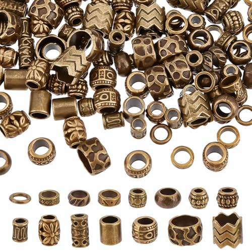 NBEADS 150 Stk. 15 Stile Legierung Abstandshalter Perlen, Antike Bronze Haarperlen Legierung Dreadlock Perlen 4-10mm Großes Loch Lose Perlen für Haarzöpfe Haarschmuck NBEADS 150 Stk. 15 Stile Legierung Abstandshalter Perlen, Antike Bronze Haarperlen Legierung Dreadlock Perlen 4-10mm Großes Loch Lose Perlen für Haarzöpfe Haarschmuck von nbeads