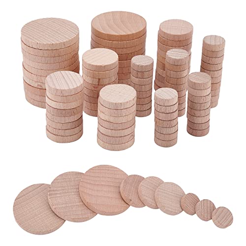 nbeads 120 Stück 3 Stile Buchenholz Runde stücke, 1.5cm/2.5cm/4cm Unfertige Holzkreise Runde Scheiben Holzausschnitte Ornamente Für DIY Handwerk Malerei Hochzeit Und Heimdekoration von nbeads