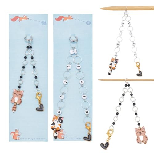NBEADS 2 Stk. Katze Stricken Reihe Zähler Ketten, Nummer 0~9 Perlen Stricken Masche Marker Legierung Emaille Katze Reihe Zählen Chains für Nähen Stricken Häkeln Projektfortschritt NBEADS 2 Stk. Katze Stricken Reihe Zähler Ketten, Nummer 0~9 Perlen Stricken Masche Marker Legierung Emaille Katze Reihe Zählen Chains für Nähen Stricken Häkeln Projektfortschritt von nbeads