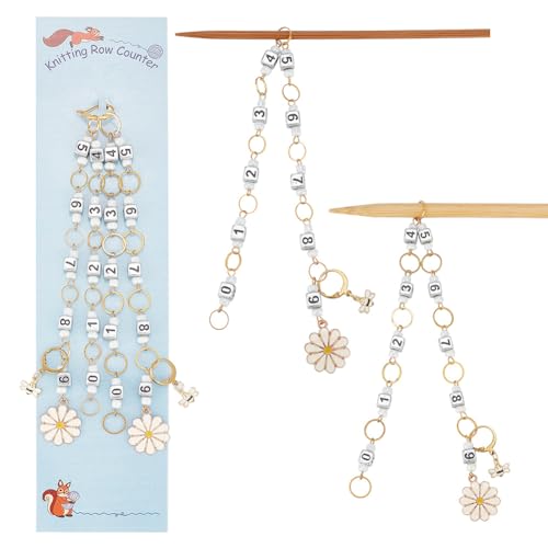 NBEADS 2 Stück Blumen- und Bienenzählerketten, Zahlenperlen, Acryl, Stichmarkierer, Reihenzählzubehör Bastelzubehör für Stricken, Häkeln, Tracking, Projektfortschritt von nbeads