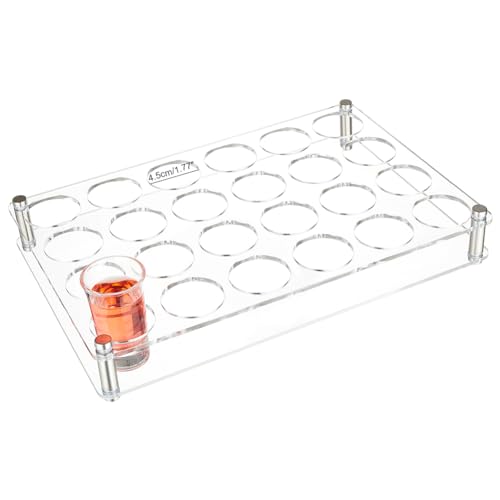 NBEADS 24-Loch-Schnapsglas-Tablett-Halter, Acryl-Weinglas-Organizer, 4,5 cm Loch, Schnapsglas-Serviertabletts, Bier-Weinglas-Präsentationsständer für Bar, Party, Club, transparent von nbeads