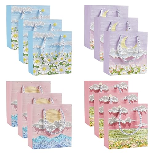 nbeads 24 STK. 4 Stile Papier-Geschenk-Taschen mit Griff, Party Gunst Taschen Kraftpapier Taschen mit Mond/Blume/Wolke/Sonne Muster Taschen für Business Shopping Hochzeit, 14.1x7.3x15cm nbeads 24 STK. 4 Stile Papier-Geschenk-Taschen mit Griff, Party Gunst Taschen Kraftpapier Taschen mit Mond/Blume/Wolke/Sonne Muster Taschen für Business Shopping Hochzeit, 14.1x7.3x15cm von nbeads