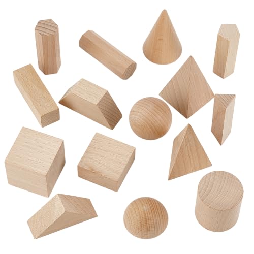 NBEADS 30 Stück 3D Formen Geometrische Körper Holz Bastelblöcke Zylinder Geometrische Holzformen Mathematik Geometrie Manipulative Für Kinder 19~61.5x17~40x20~60mm von nbeads