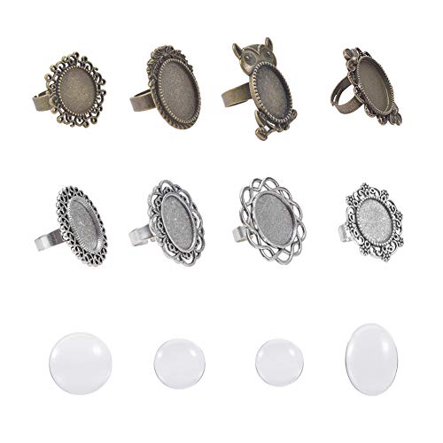 nbeads 32 Pcs Cabochon Ringschalen Einstellbare Messing Pad Ringzubehör Und Transparentes Glas Cabochon von nbeads