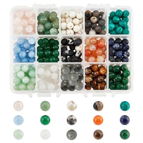 NBEADS 375 Stück 8mm Natürliche Edelsteinperlen, 15 Stile Runde Synthetische Edelsteinperlen Lose Gefärbte Und Ungefärbte Naturstein Spacer perlen Für Ohrringe Arm Halsketten Schmuckherstellung NBEADS 375 Stück 8mm Natürliche Edelsteinperlen, 15 Stile Runde Synthetische Edelsteinperlen Lose Gefärbte Und Ungefärbte Naturstein Spacer perlen Für Ohrringe Arm Halsketten Schmuckherstellung von nbeads