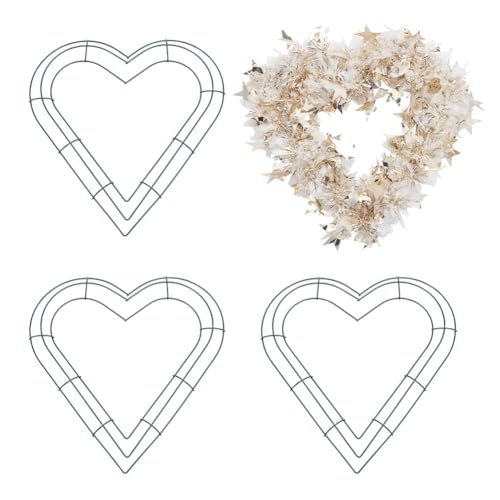 NBEADS 4 STK. Herz Draht Kranz Rahmen, Metall Blume Kranz DIY-Reifen 31.3cm Eisen Kranz Machen Form hängende Dekoration Girlande Machen Ringe für Hochzeit Valentinstag Party Dekoration von nbeads