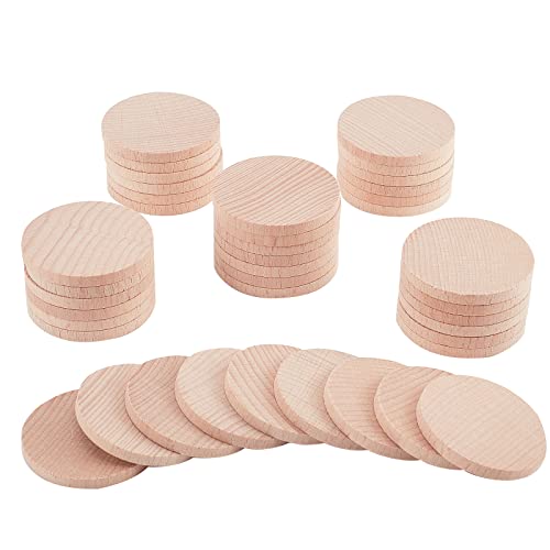 nbeads 40 Stück 50 mm Holz Runde Stücke, 5 mm dick Unvollendete Holz Kreise Runde Scheiben Holz Ausschnitte Ornamente für DIY Basteln Malerei Hochzeit Weihnachten Home Decoration von nbeads