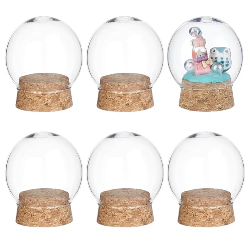 nbeads 6 Stück Dekorative Glaskuppel Abdeckung, 5x6cm Mini-Display-Kuppel Cloche Glockenglas Klarglas Display-Kuppeldeckel mit Holzsockel für Tafelaufsätze Pflanzen Dekorationen Kunsthandwerk von nbeads